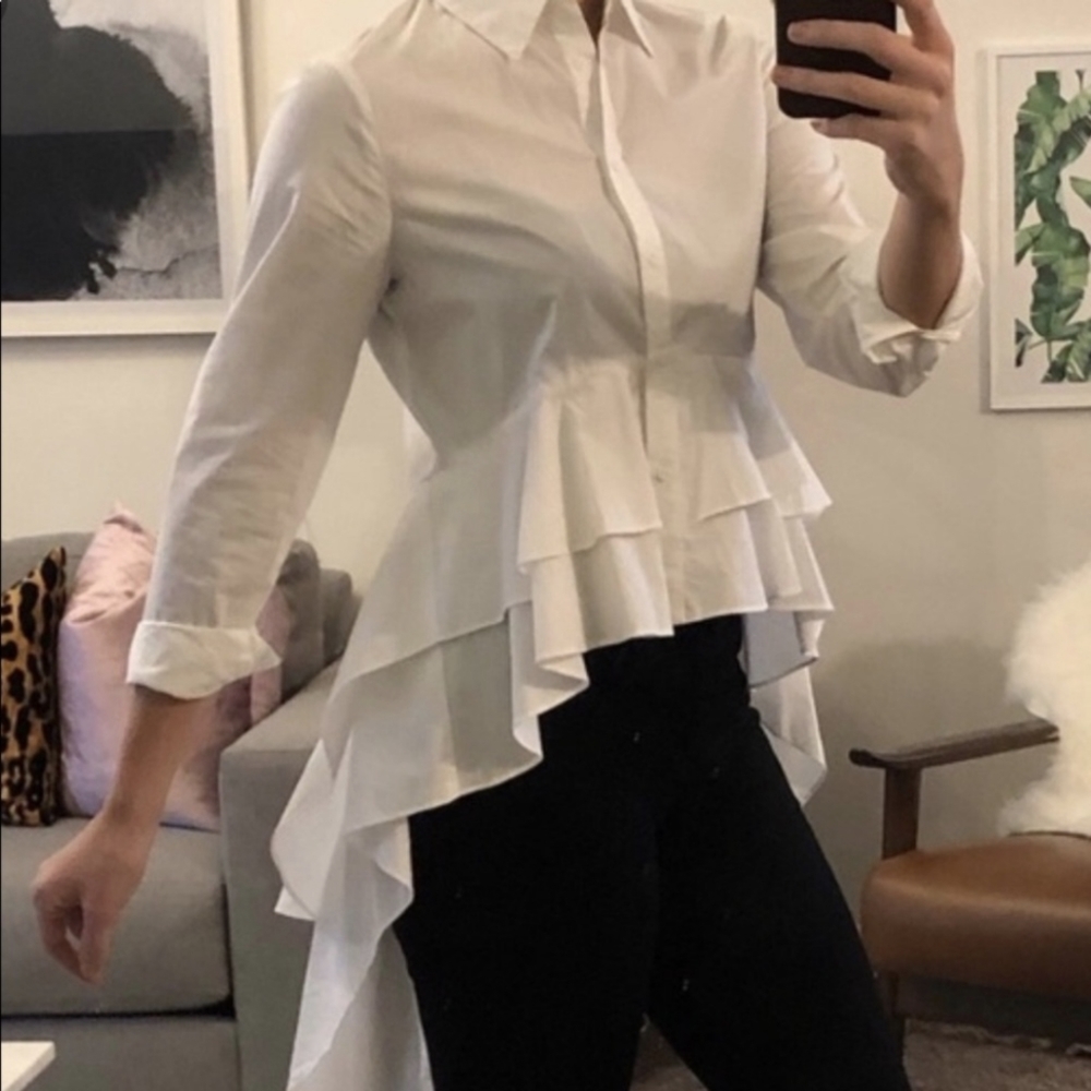 NWT Cascading Ruffle Button Down